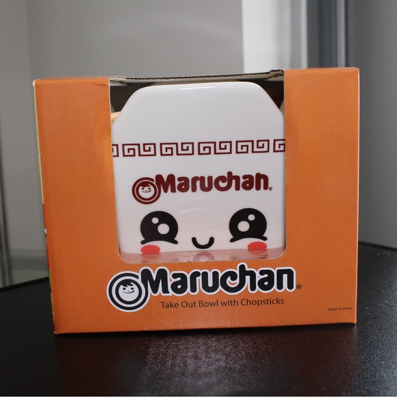 Ramen Maruchan Take Out Bowl Noodle Bowl w Chopsticks Set NEW Smiley Face - Picture 2 of 5